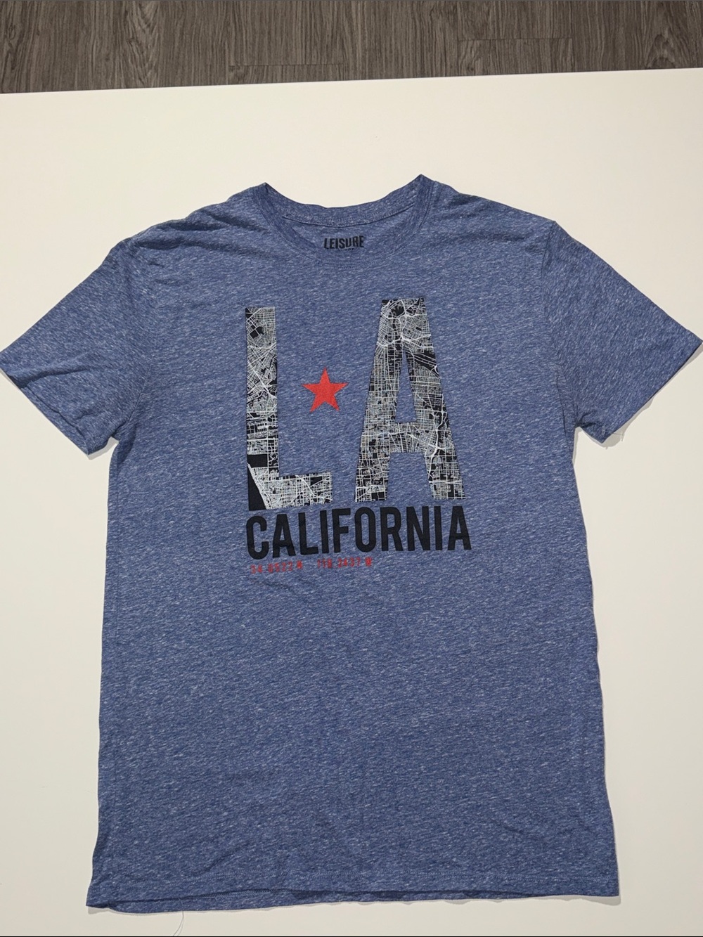 Leisure LA California Graphic Tee in Heather Blue vintage Size L